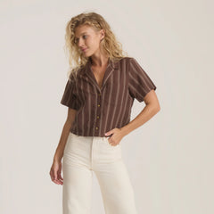 Crosswinds Camp Button Up Shirt - Coco Bean