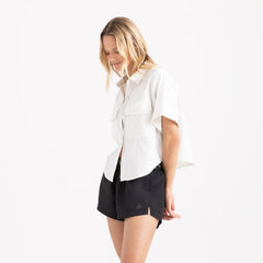 Bless Up Cropped Button Up Shirt - Mist