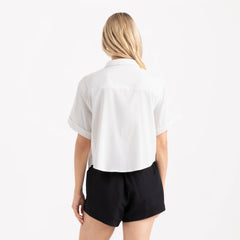 Bless Up Cropped Button Up Shirt - Mist