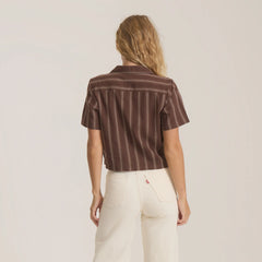 Crosswinds Camp Button Up Shirt - Coco Bean