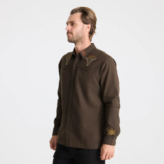 On the Range Long Sleeve Button Up Shirt - Dark Brown