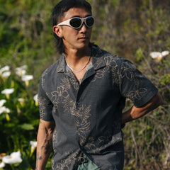 Bless Up Trail Button Up Shirt - Onyx Floral